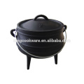 Camping Cookware Of Cast Iron Potjie Pot with three legs